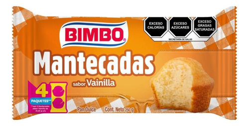 3 Pzas Mantecadas Bimbo Sabor Vainilla Multi Pack 250 G