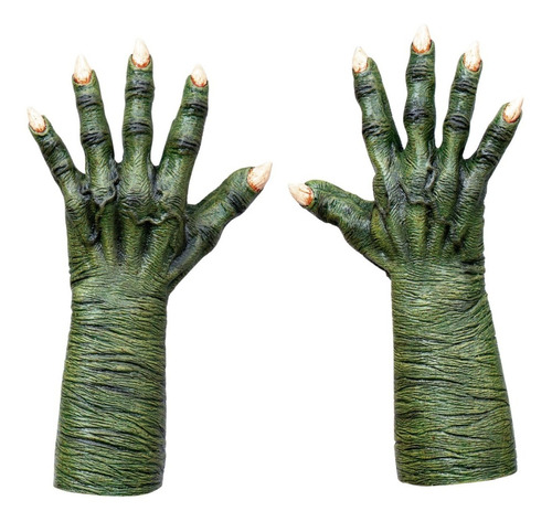 Manos De Bruja Guantes Disfraz Accesorio Latex Halloween Color Verde