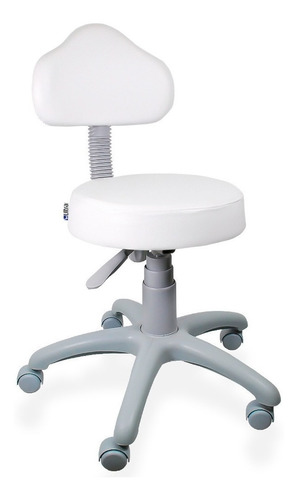 Cadeira de escritório Ultra Móveis Corporativo Mocho base cinza ergonômica  branca e cinza com estofado de couro sintético