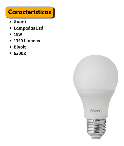 Lampadas Led 15w Biv 6500k Avant