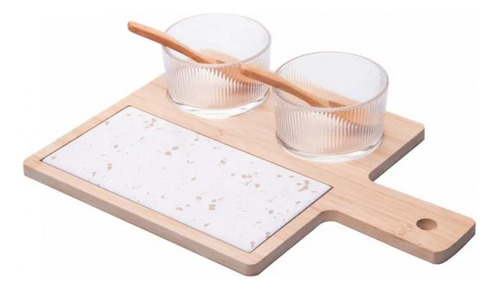 Conjunto 6 Peças Petisqueira Terrazo Colher E Bandeja Lyor
