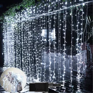 Serie Luces Led Cortina 6x3m Blanco Frío Boda Navidad Fiesta