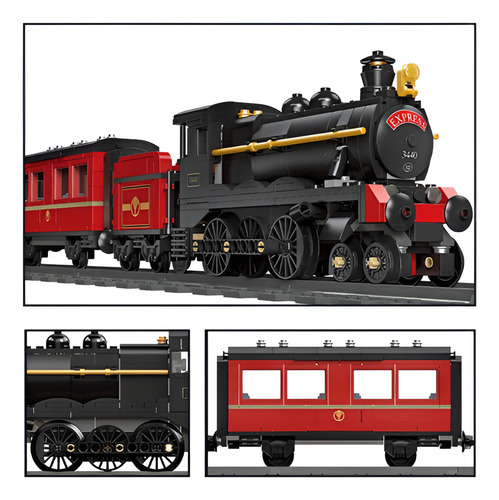 Set Bloques Construcción Locomotora Tren Vapor Steam Train