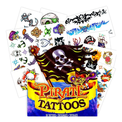 Tatuajes De Pirata 50 Tatuajes Temporales Surtidos (suminist