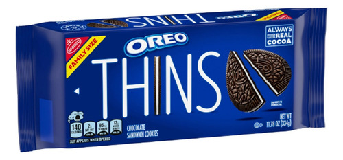 Pack 2 Galletas Oreo Thins Chocolate 334g C/u Importada