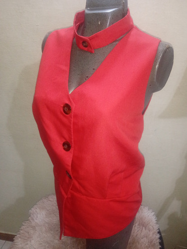 Elegante Chaleco Rojo De Dama Diseño Clásico Talla M/l