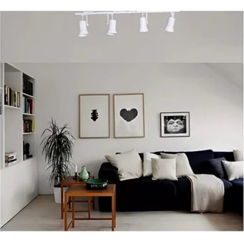 Luminária Com 4 Spot Trilho Direcionável Branco / Preto Branco
