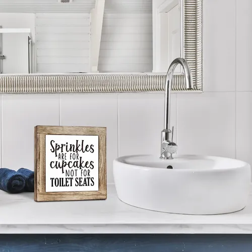 Letrero Rustico De Bano Con Caja De Madera Personalizada