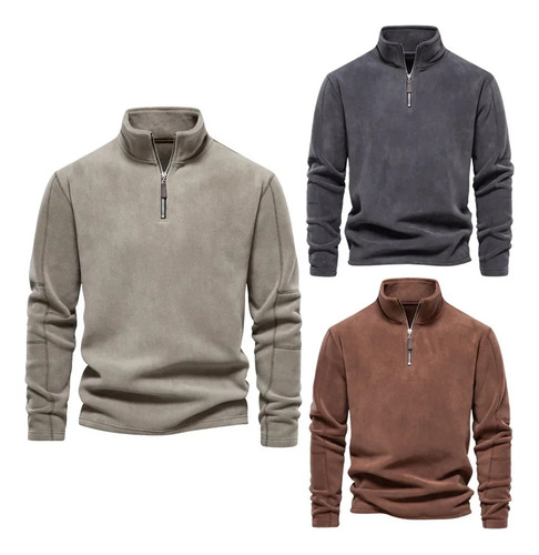 Sudadera De Forro Polar Con Cuello Alto Y Cremallera Para Ho