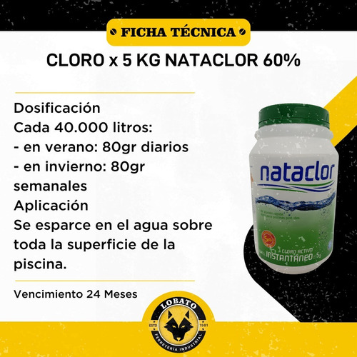 Imagen 3 de 10 de Cloro Granulado Instantaneo Nataclor Pileta Piscina 5 Kg 60%