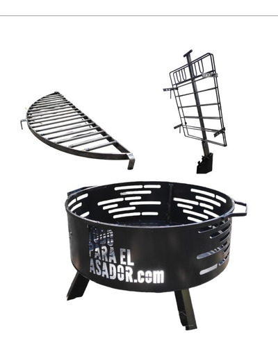Fogonero Asador Parrilla Cruz Asador Libro 60 Cm Desmontable Color Negro