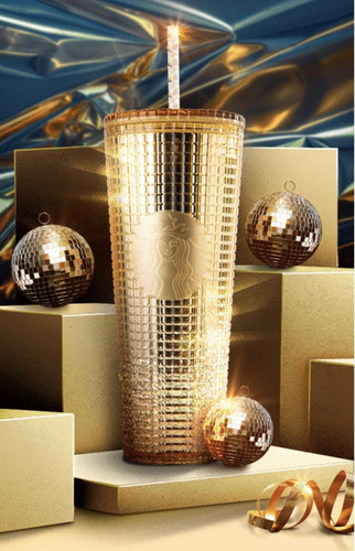 Tumbler Starbucks Gold Grid Mx 2021 Nuevo Dorado (Usado)