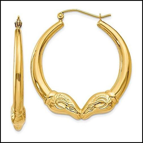 Aretes De Aro De Carnero De Oro Amarillo De 14 Quilates