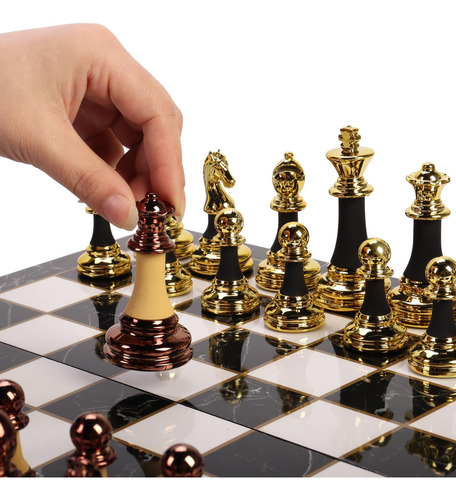 Juego De Ajedrez De Madera Y Metal De 15 Pulgadas, Tablero Y