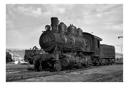Vinilo 50x75cm Locomotora Trenes Ferrovias Anden Viaje P5