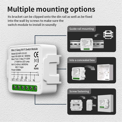 Módulo De Interruptor De Cortina Tuya, Wifi Rf433mhz,
