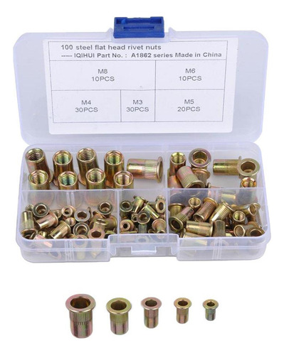 100pcs Kit De Tuercas De Remache De Material Acero Al