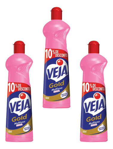 Limpador Veja Multi Uso Gold Floral 500ml Kit 3