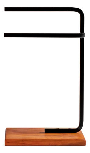 Porta Toalha Pia Bancada Lavabo Duplo Aço Preto C/pé Peroba
