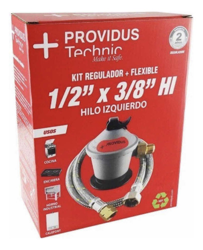 Kit Regulador Flexible Providus 1/2x3/8 1m Certificado Caja