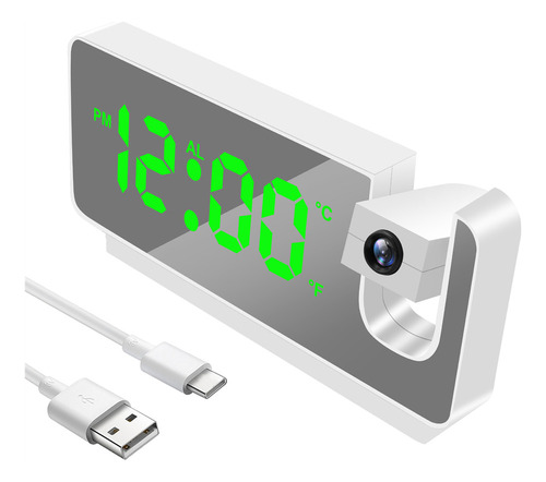 Fweaad Reloj Despertador Led De Proyección Digital De Mesa.
