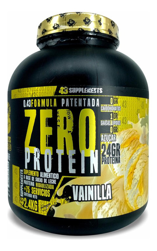 Proteina Hidrolizada 43 Whey Zero 2.4 Kg 75 Servicios Sabor Vainilla