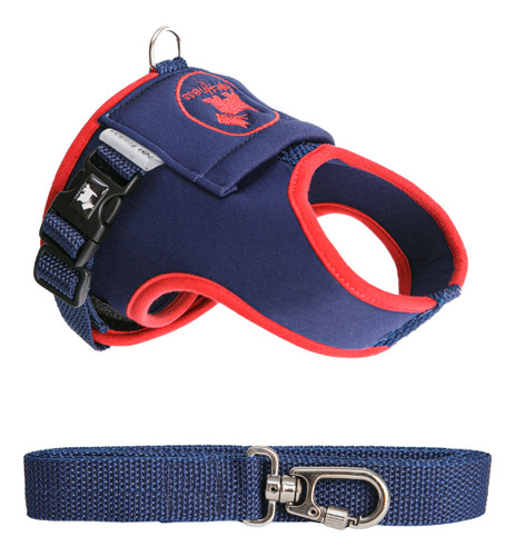 Peitoral Coleira Guia Pet Cachorro Colete Neoprene 1 Cor Coleira Peitoral Marinho con Vermelho Pet Finess