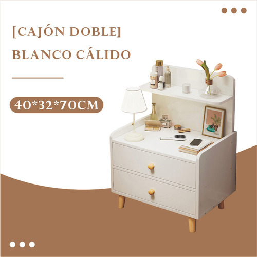 Buró Blanco Minimalista Con 2 Cajones Para Recámara