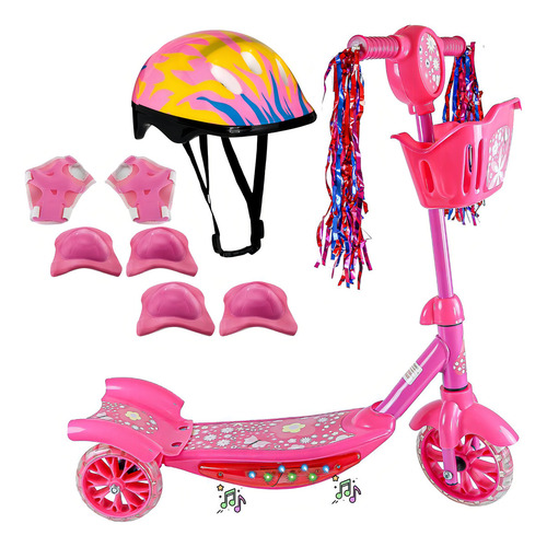 Patinete De 3 Ruedas Para Niños Con Kit De Protección Para C