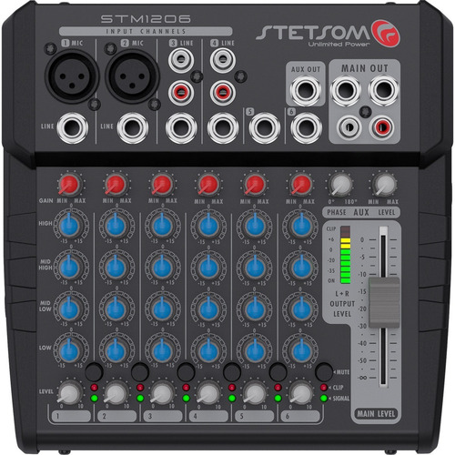 Mesa Stetsom Stm 1206 Estéreo 6 Canais 2 Vias Hack Móvel