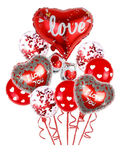 Kit De Globos De Aluminio Red Heart Love Para El Día De San