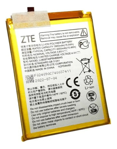 Bateria Repuesto Zte Li3949t44p8h906450 Zte Blade A72s A7050