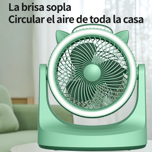 Ventilador De Mesa Escritorio Usb Portátil 27 Cm Verde Verde Plástico 3