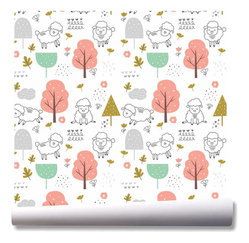 Papel De Parede Fazendinha Infantil Ovelha Kit 02 Rolos A83