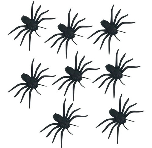 Arañas Negras Plástico X8 Combo Arañita Decoración Halloween