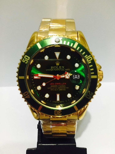 Relógio Submariner Gold Verde Caixa Grande De 45mm