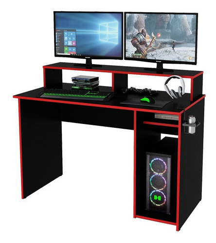 Imagen 2 de 7 de Escritorio Gamer Eg1r Con Alzada Y Accesorios Centro Estant