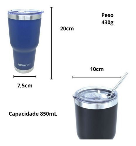 Imagem 4 de 7 de Copo Térmico Com Tampa Cerveja Terere Cafe Camada Dupla Inox