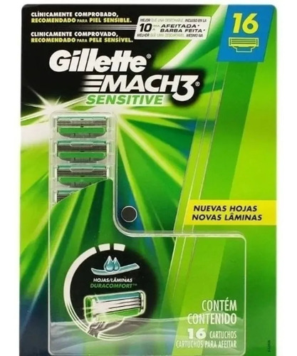 Guillette Mach3 Sensitive 16 Cartuchos Msi Em