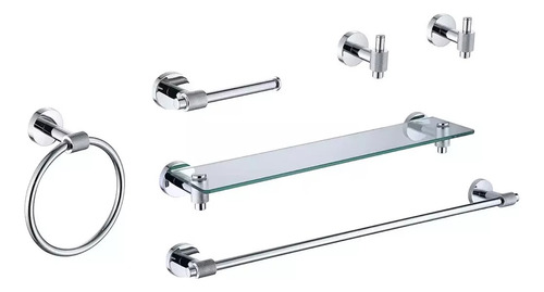 Set De Accesorios Para Baño De Lujo 6 Piezas Msi Color Plateado