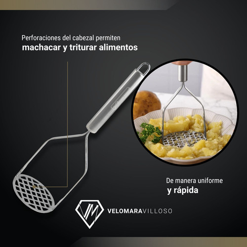 Machacador De Frijoles Papas Manual Cocina Acero Inoxidable Acero Inoxidable