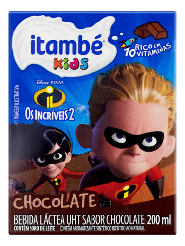 Bebida Láctea UHT Chocolate Os Incríveis 2 Itambé Kids Caixa 200ml