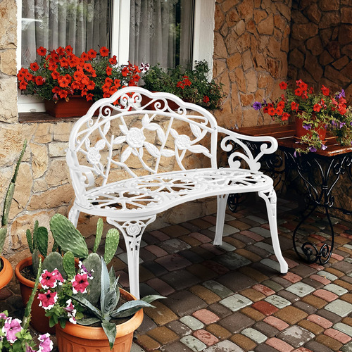 Banco De Rosas De Metal Para Patio Y Jardín Con Acabado Anti
