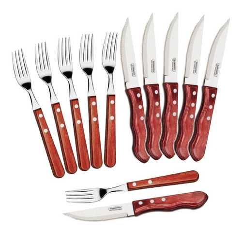 12 Cubiertos Tramontina Jumbo Polywood Con Caja De Regalo