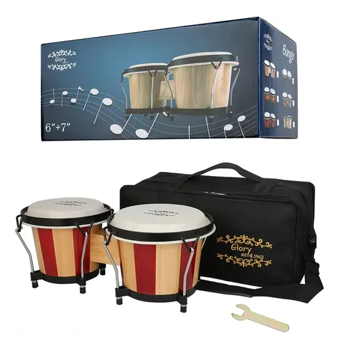 Kit Bongo Importado Bongos 6 Y 7 Pulgadas + Estuche + Llave Madera ...