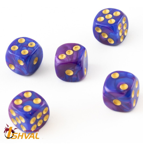 Imagen 2 de 3 de Set De 5 Dados D6 Para Rol - Supercluster - 15mm