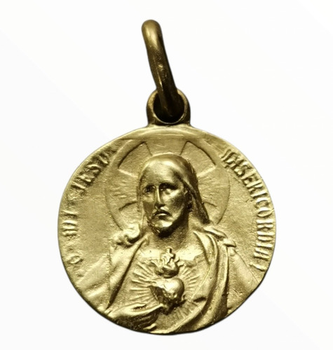 Medalla Oro 10k Sagrado Corazón Jesús #1175 Bautizo Comunión