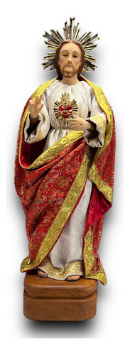 Sagrado Corazón De Jesús De Vestir Talla En Madera 40cm