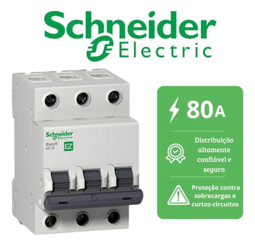 20 Disjuntores Schneider Easy9 80a 400v Curva C