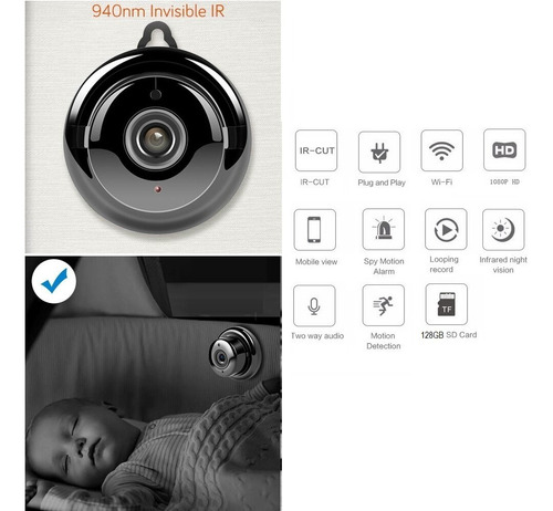Imagen 4 de 8 de Mini Camara Espia Full Hd 1080p Wifi Vision Nocturna Cctv